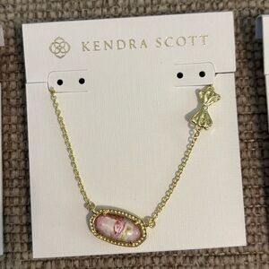 Kendra Scott Gold Necklace with Pink Oval Pendant